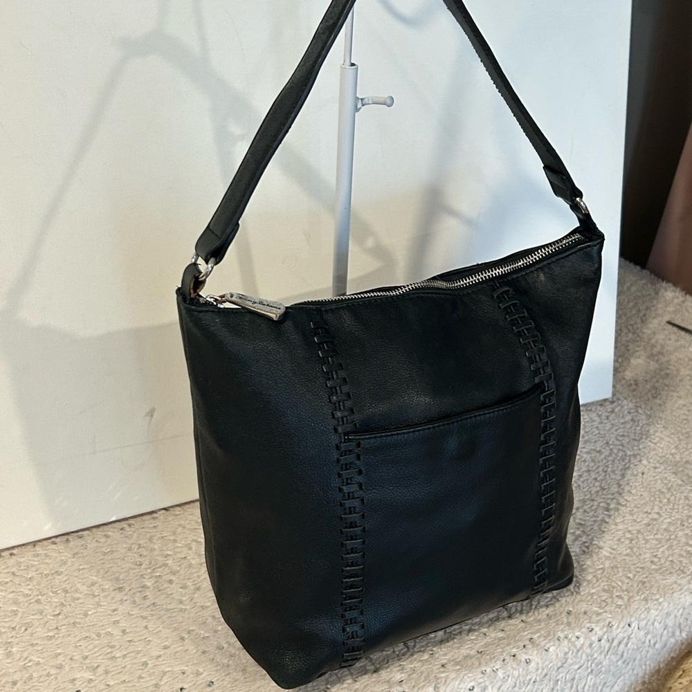 Tommy Bahama Black Leather Hobo Shoulder Bag Soft Slouchy Everyday purse - Picture 8 of 11